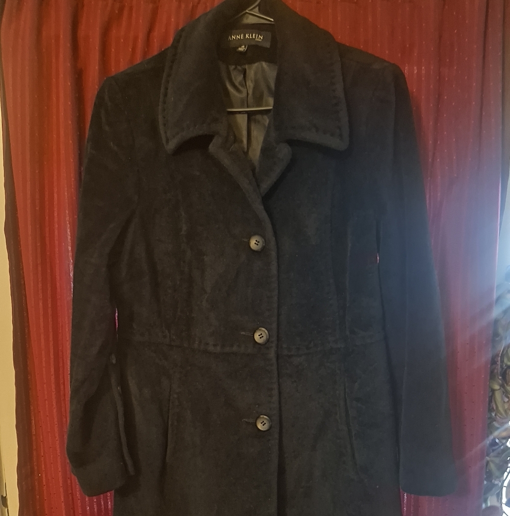 Anne Klein Black Teddy Jacket with Button Detail